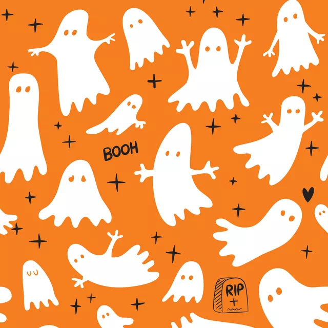 Bettwäsche Halloween Gespenster orange