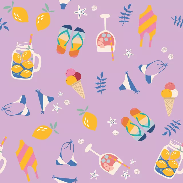 Tischdecke SUMMER VIBES Muster - lila