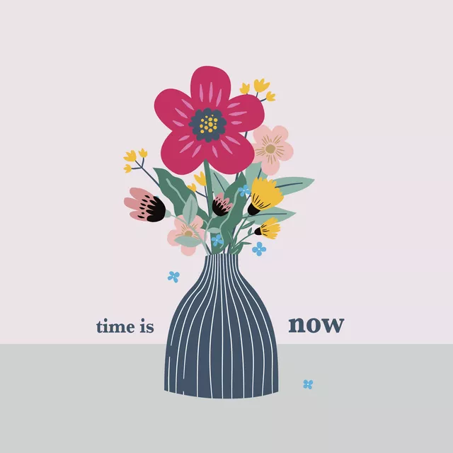 Kissen Blumenvase: time is now rosé