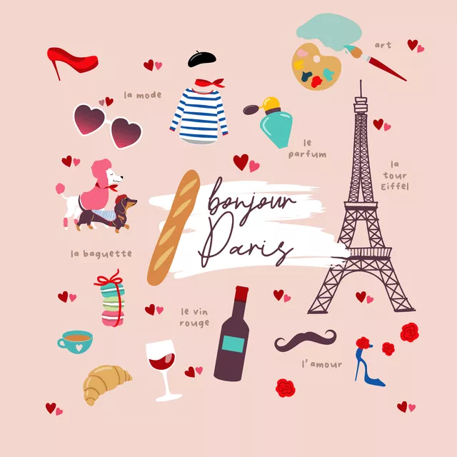 Kissen Bonjour Paris Collage Puderton