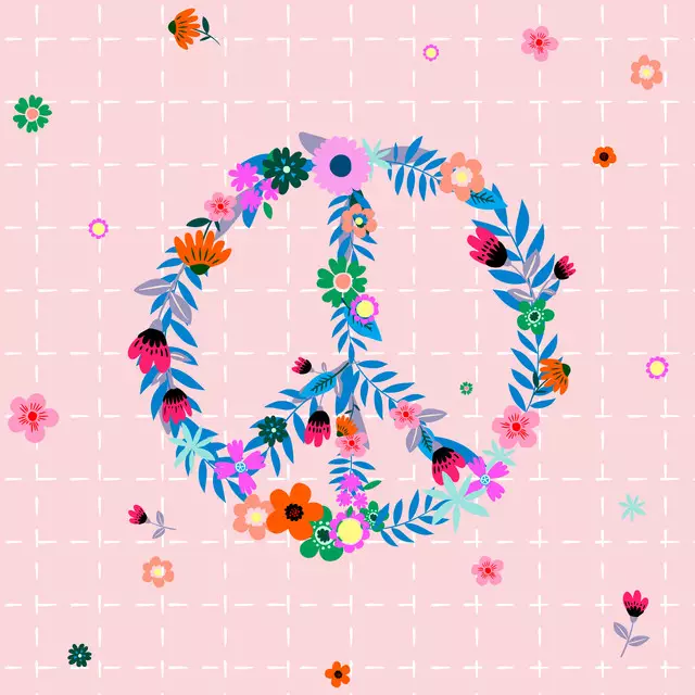 Tischset peace flowers