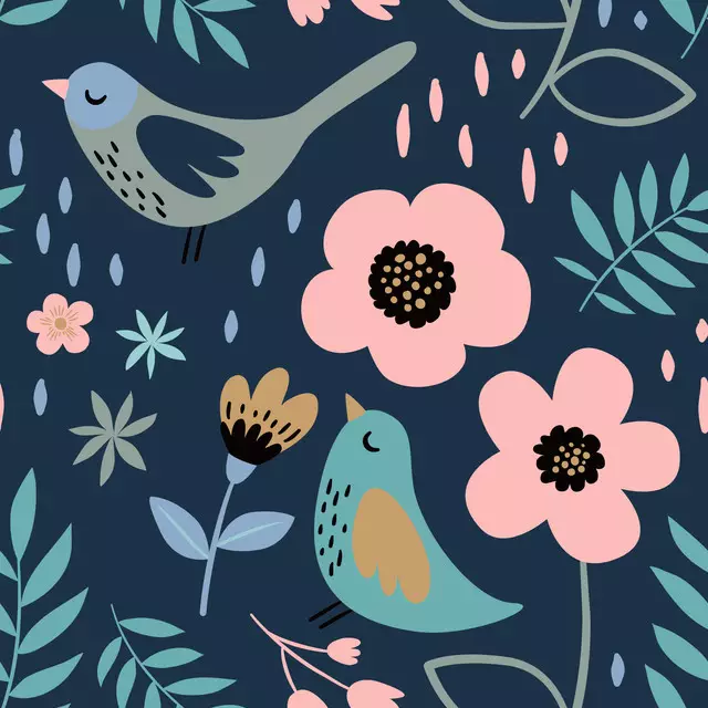 Kissen Flowerbirds blue