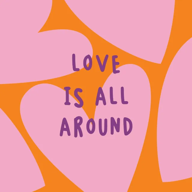Sitzkissen Love is around - orange pink