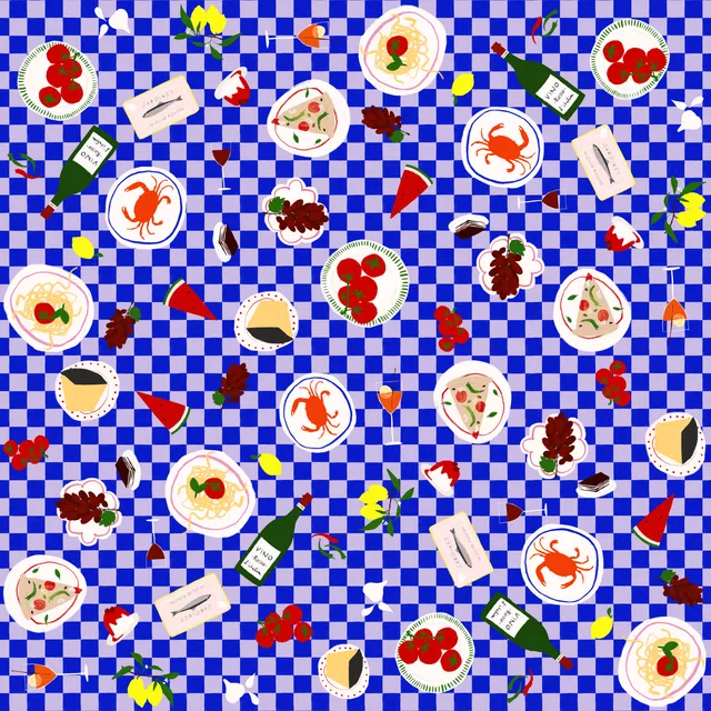 Tischszene Karo Blau