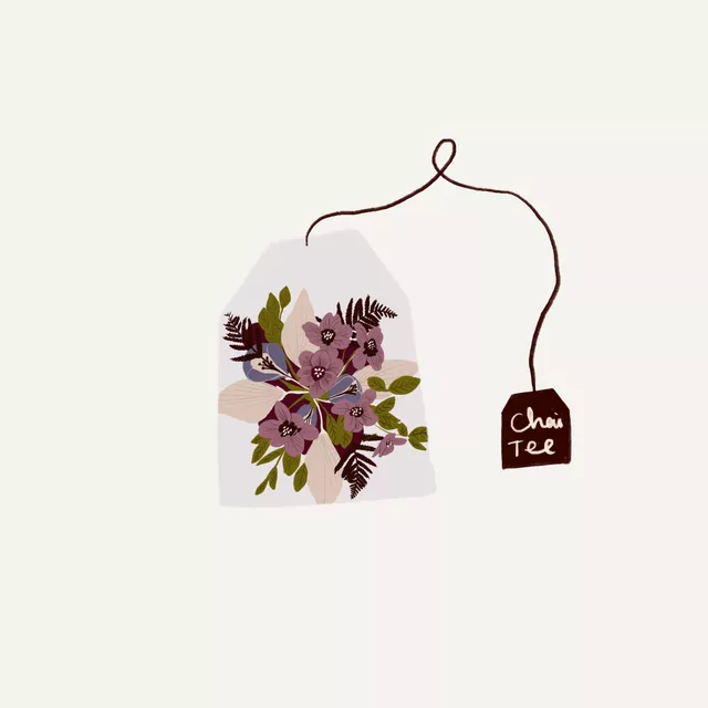 Tischset Teebeutel mit Blumen