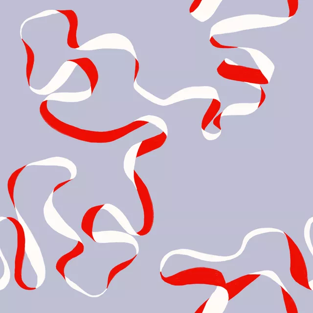 Ribbon Pattern Blau Rot