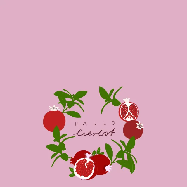 Tischläufer Granatapfel Kranz Rosa