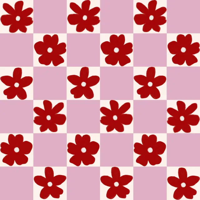 Tischläufer Blumen Karo Rosa