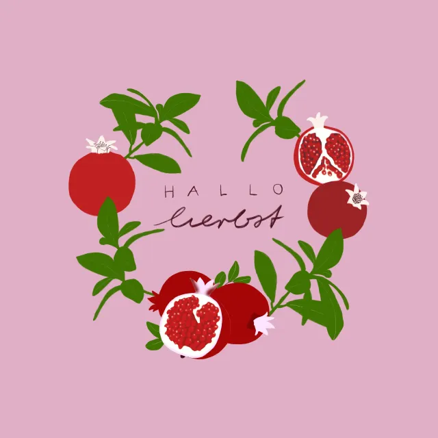 Kissen Granatapfel Kranz Rosa