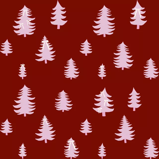 Tischläufer Tannenbäume Rot Rosa