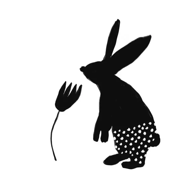 Tischset Osterhase mit Blume Weiß