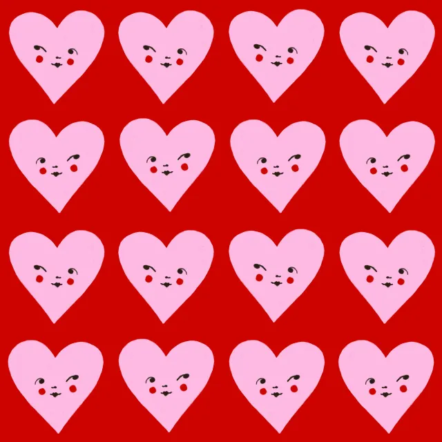 Tischdecke Herz mit Gesicht Rot