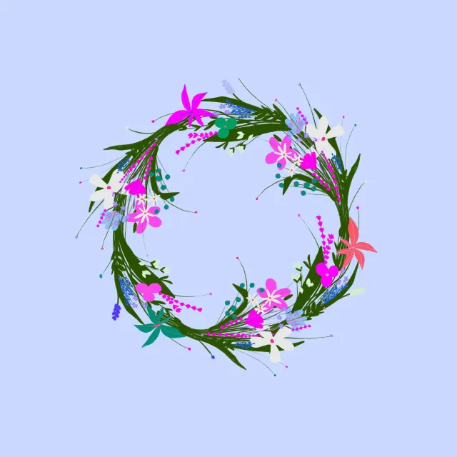 Kissen Blumenkranz Blau