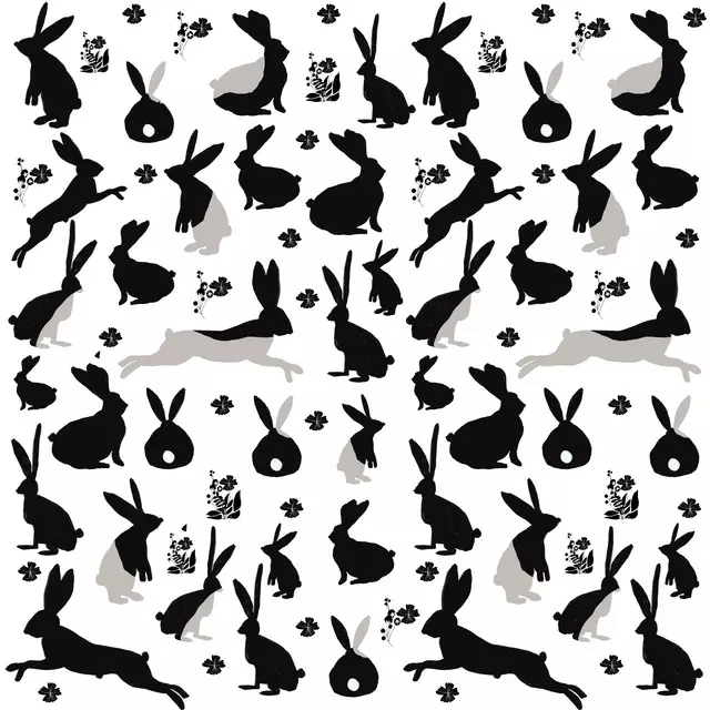 Tischdecke Osterhasen gefärbt Hellgrau