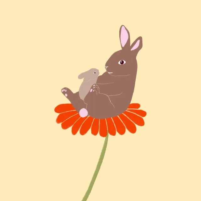 Kissen Hase mit Baby Blume
