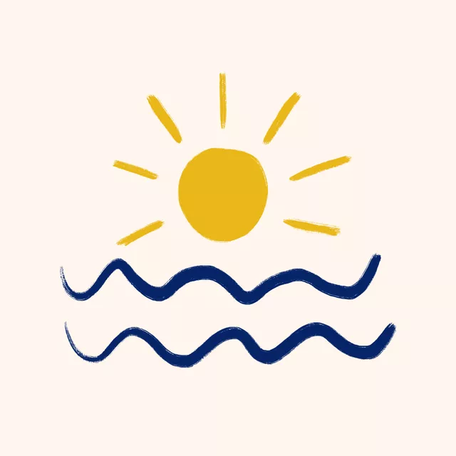 Kissen Sonne und Wellen Gelb