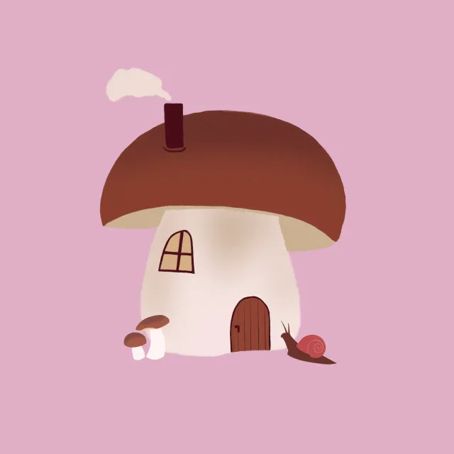 Kissen Pilz Haus Rosa