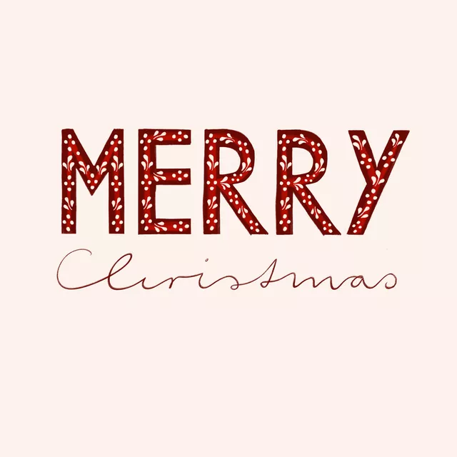 Kissen Merry Christmas Beige Rot