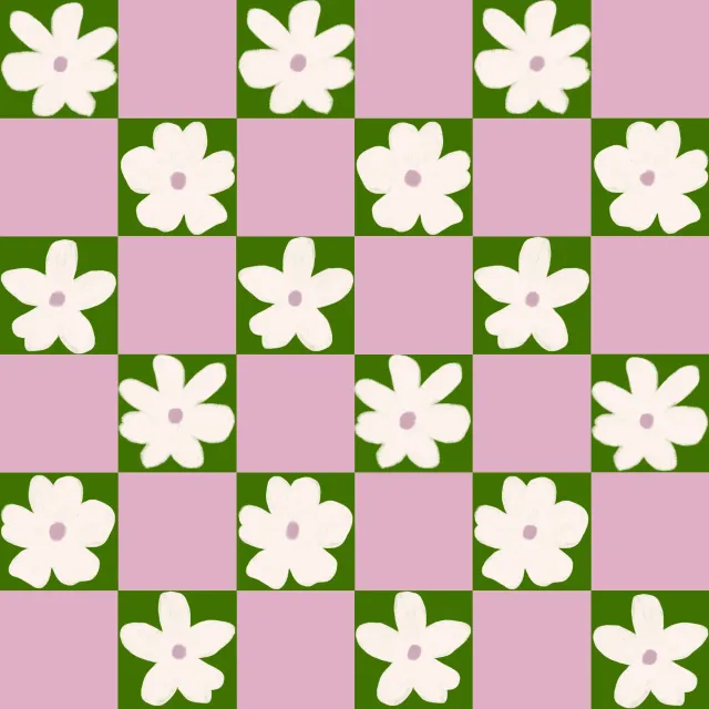 Kissen Blumen Karo Grün
