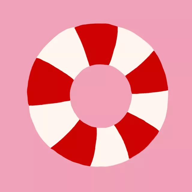 Kissen Schwimmring Pink Rot