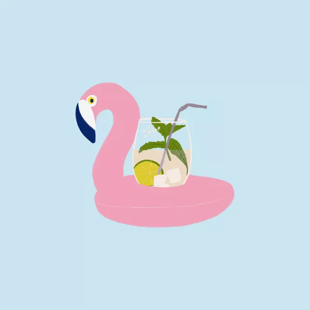 Kissen Cocktail Flamingo Pool