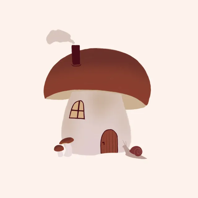 Kissen Pilz Haus Beige