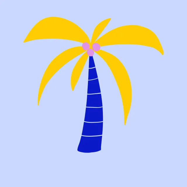 Palme Blau Gelb