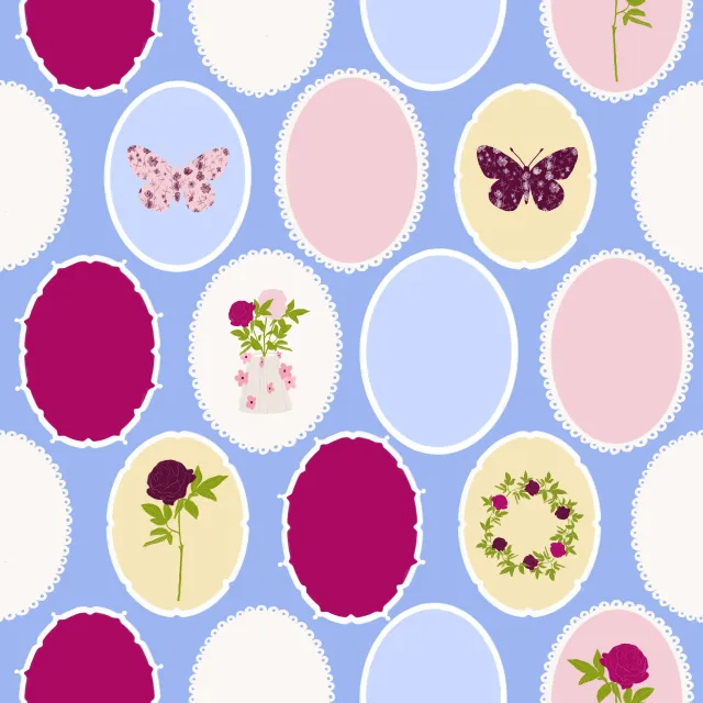 Kissen Bilderrahmen Pattern Blau