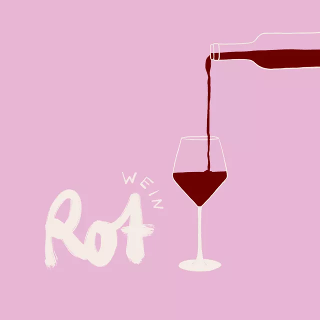 Kissen Rotwein Typo Rosa
