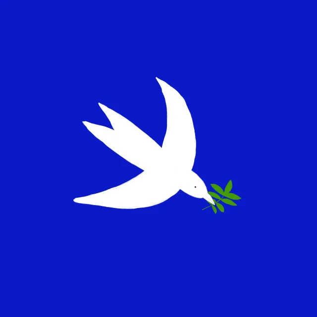 Kissen Vogel mit Zweig Blau