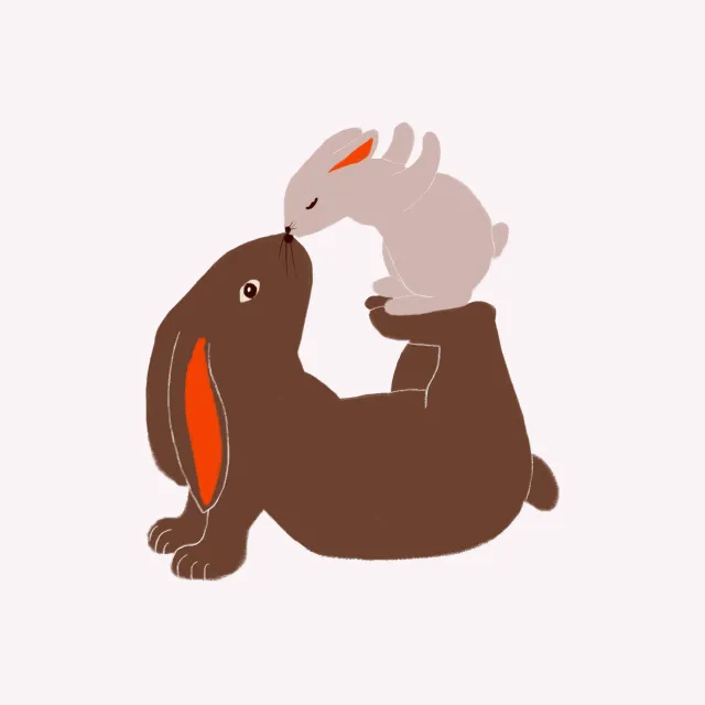 Kissen Hase mit Kind Kuss