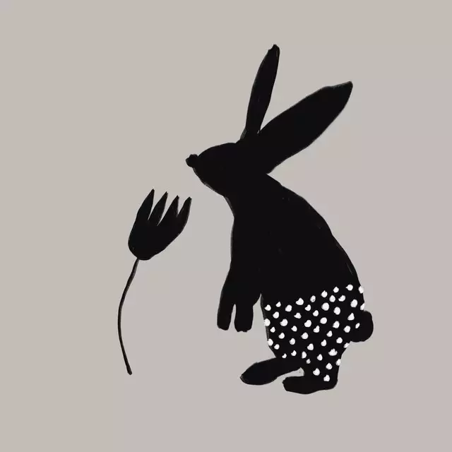 Servietten Osterhase mit Blume Hellgrau