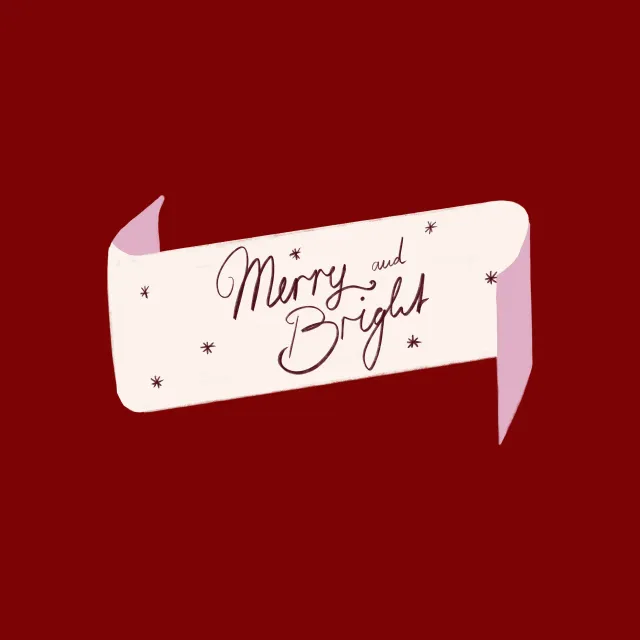 Kissen Merry and Bright Banderole