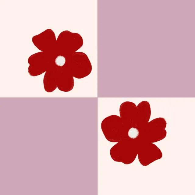 Kissen Blumen Karo Rosa