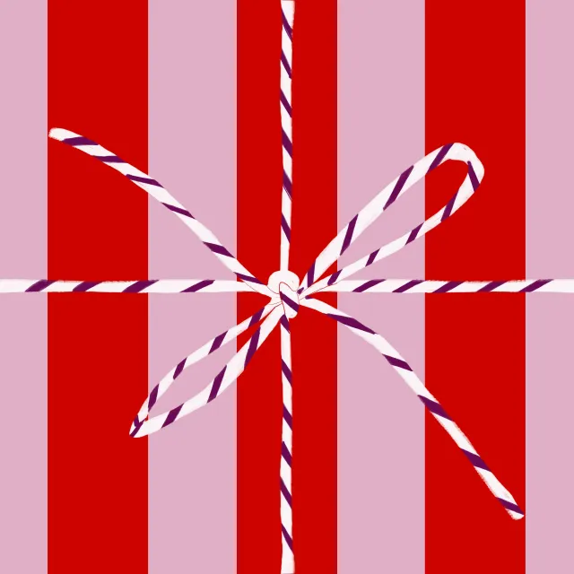 Sitzkissen Geschenk Streifen Rot Pink Schleife