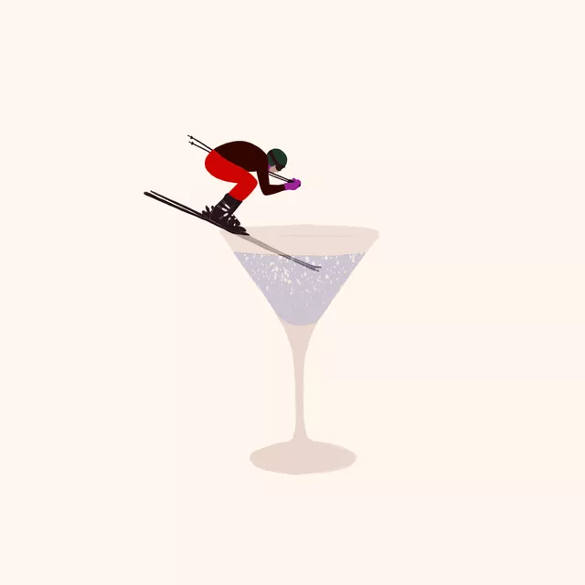 Kissen Skifahrer Cocktail
