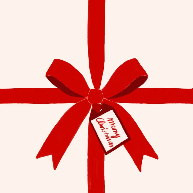 Sitzkissen Geschenk Schleife & Anhänger Beige Rot