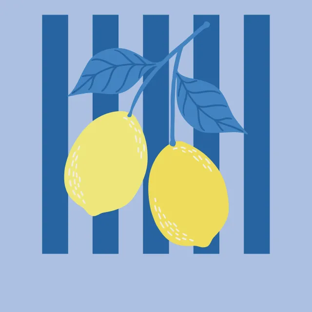 Kissen Zitronen & Streifen Blau