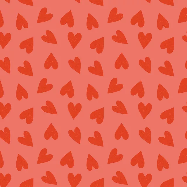 Tischläufer Sketchy Heart Allover Rot