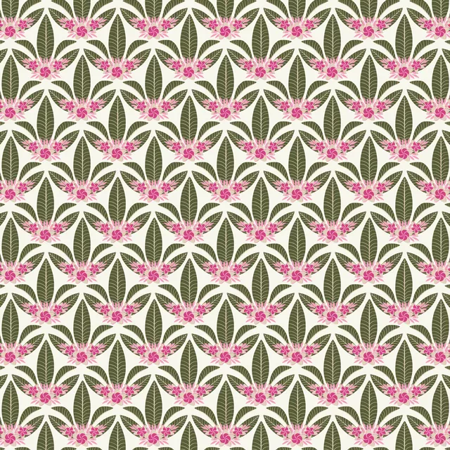 Kissen Palmenblätter und Blumen Creme
