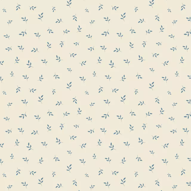 Kissen Blätter Ditsy Weiss Blau