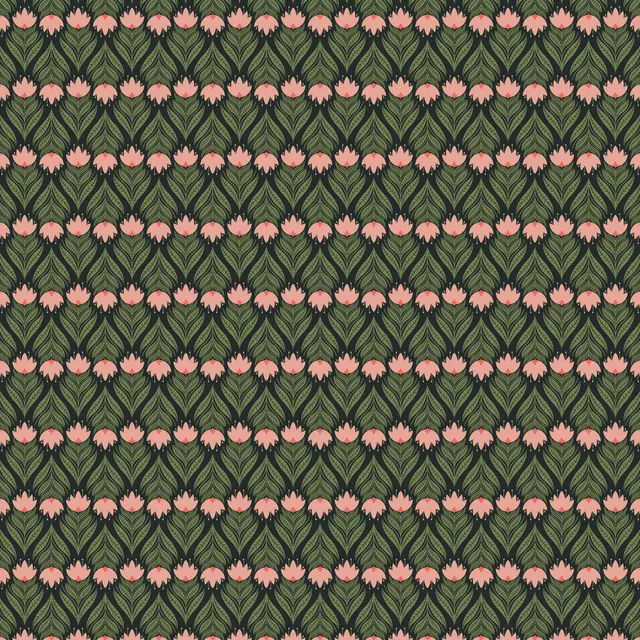 Folk Flower Schwarz Grün