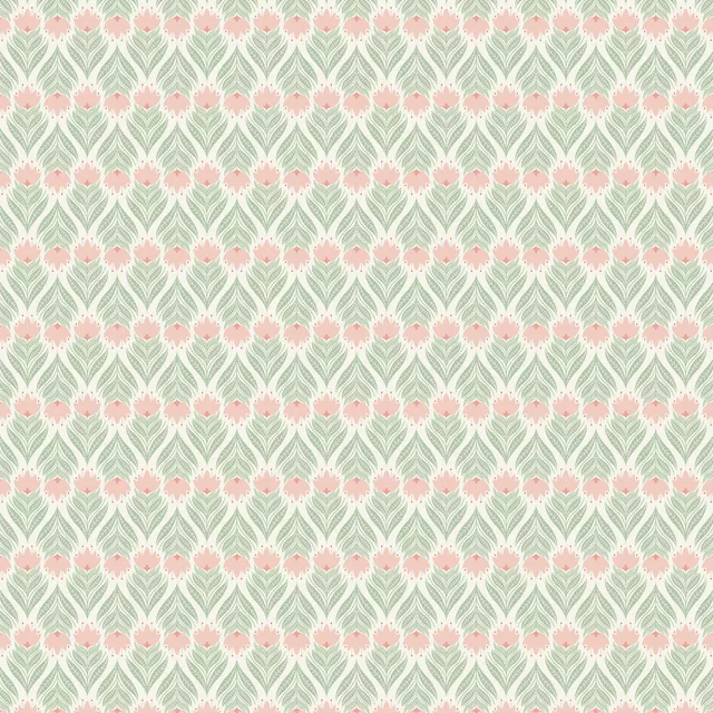 Folk Flower Creme Grün