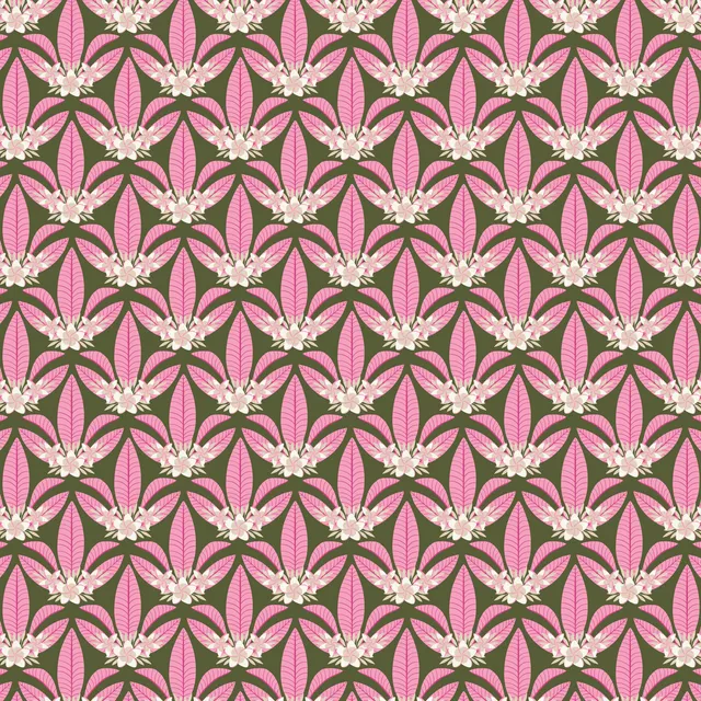 Palmenblätter und Blumen Olive