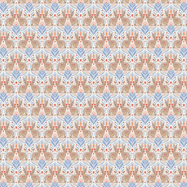 Folk Easter Bunny Creme Blau