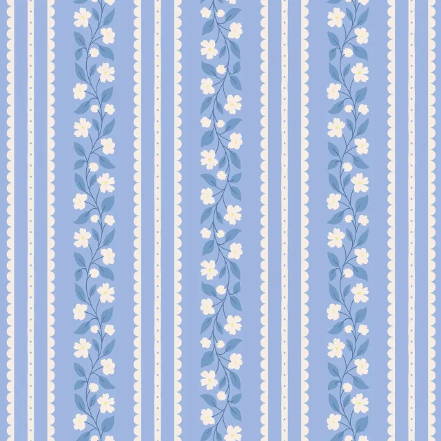 Bettwäsche Blumen und Spitze Blau Weiss