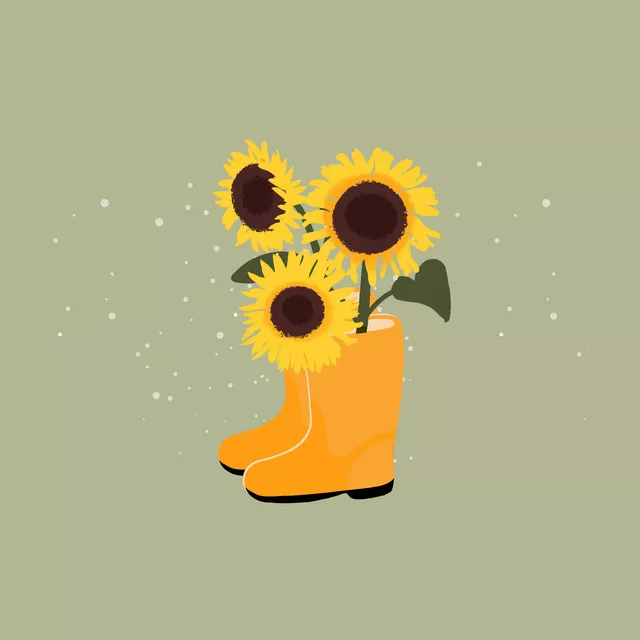 Stiefel mit Sonnenblumen