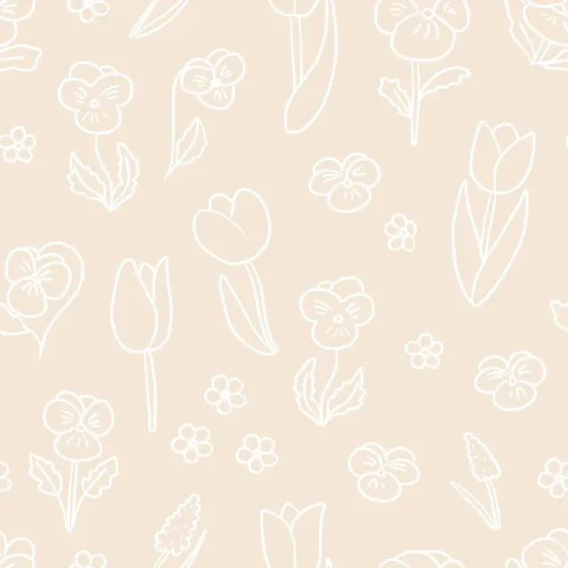 Dekovorhang Fruehlingsblumen Outline hell