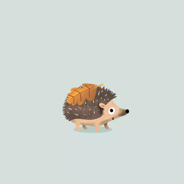 Kissen Igel mit Eichenblatt