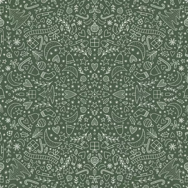 Kissen Winter Icons dark green